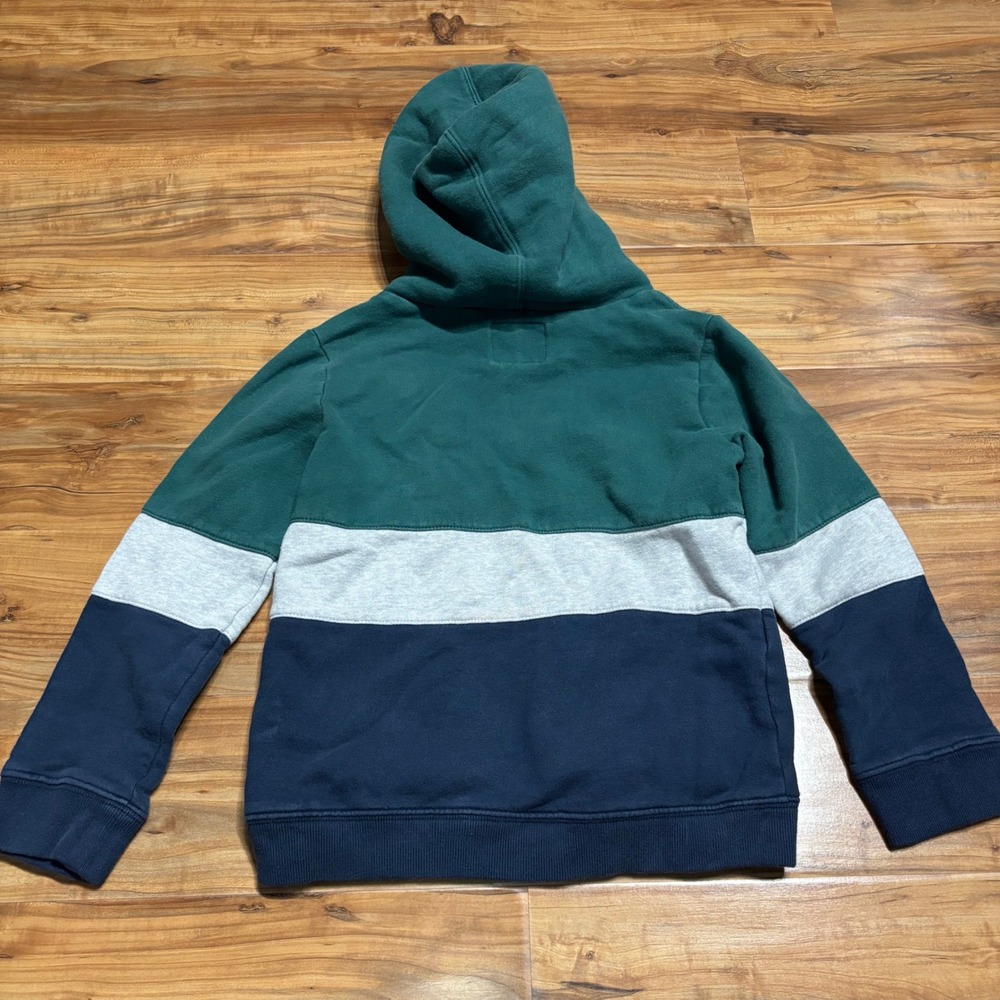 OshKosh Color Block Hoodie Sherpa Lined Hood Green Blue Gray * RUNSSMALL * Sz 10 - Picture 5 of 5